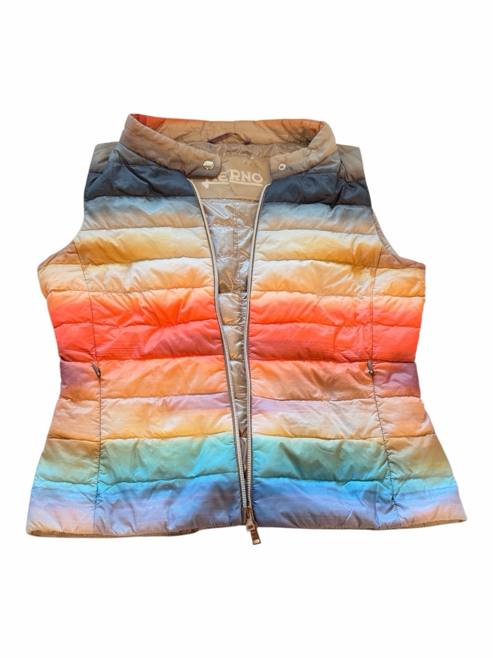 Herno Rainbow Multicolor Glossy Goose Down Puffer Vest IT 42
